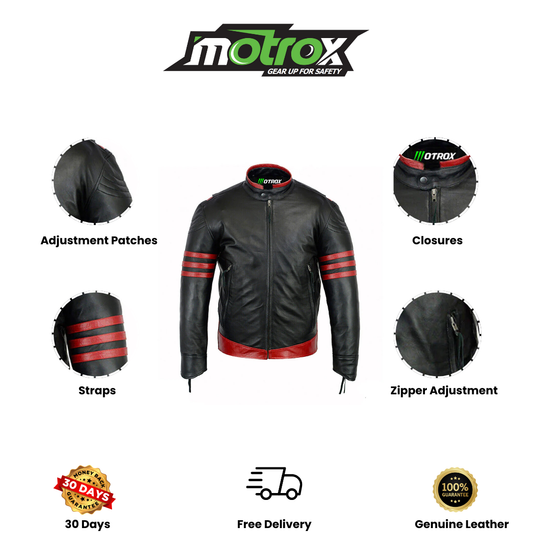 Men Leather Jacket inspiring Vintage Red Black