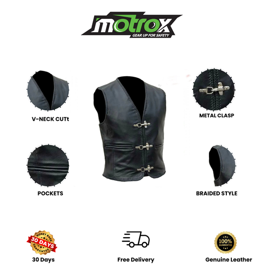 Men Biker Leather Vest Luxurious Brando Waistcoat Style