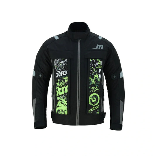Men Textile Motorbike Jacket Graphic Patched Jacket