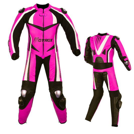 Pink motorbike leather race suit for girls