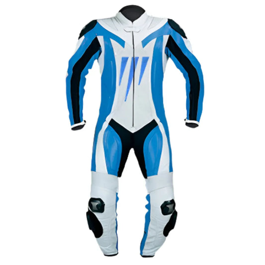 kids leather racing suit blue