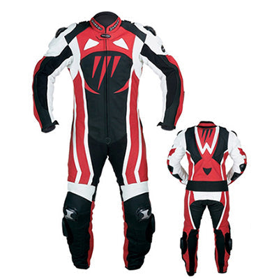 Motorcycle 1 pc leather racing suit men in red & black color