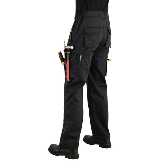 Men's Black Cargo Work Trousers Knee Pad Pockets | Motrox Australia