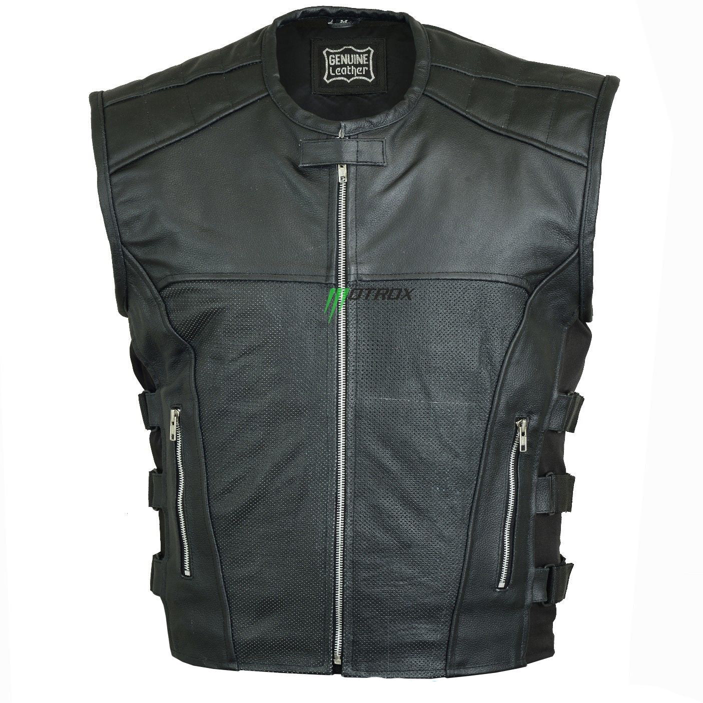 Black mens Biker Leather Vest