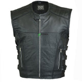 Black mens Biker Leather Vest