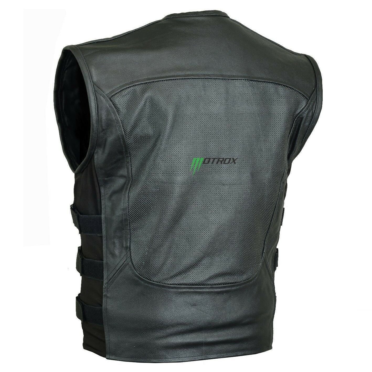 Backside of motorcycle leather vest for mens