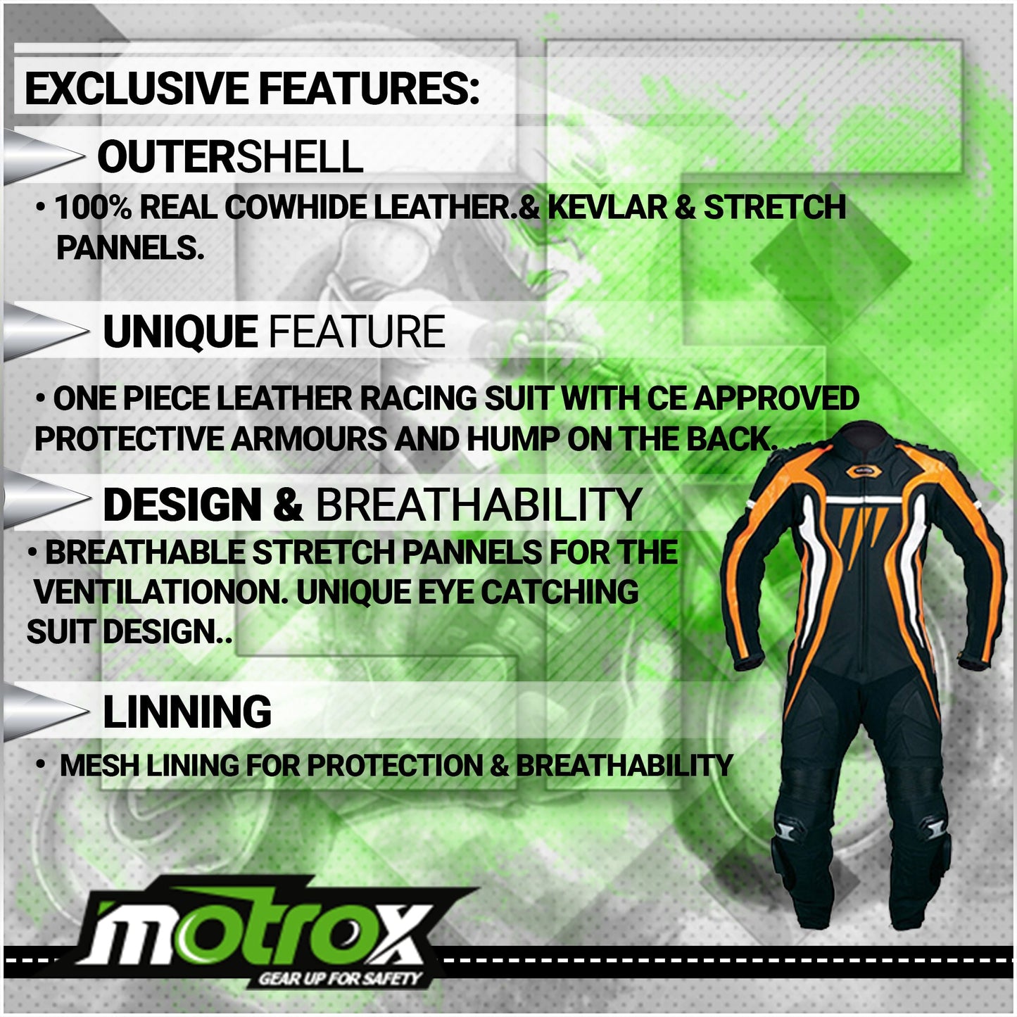Men Leather Racing Suit Energetic 2 Piece Leather
