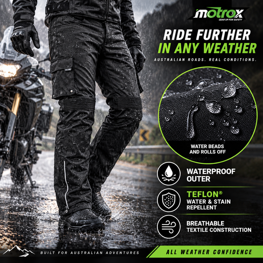 Men's Waterproof Cordura Motorcycle Pants with CE Armour – All-Season