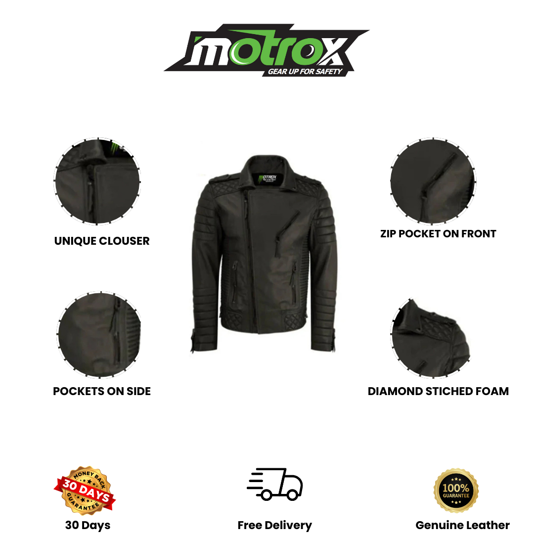 Men Motorbike Armour Leather Jacket Stunning Biker Wear