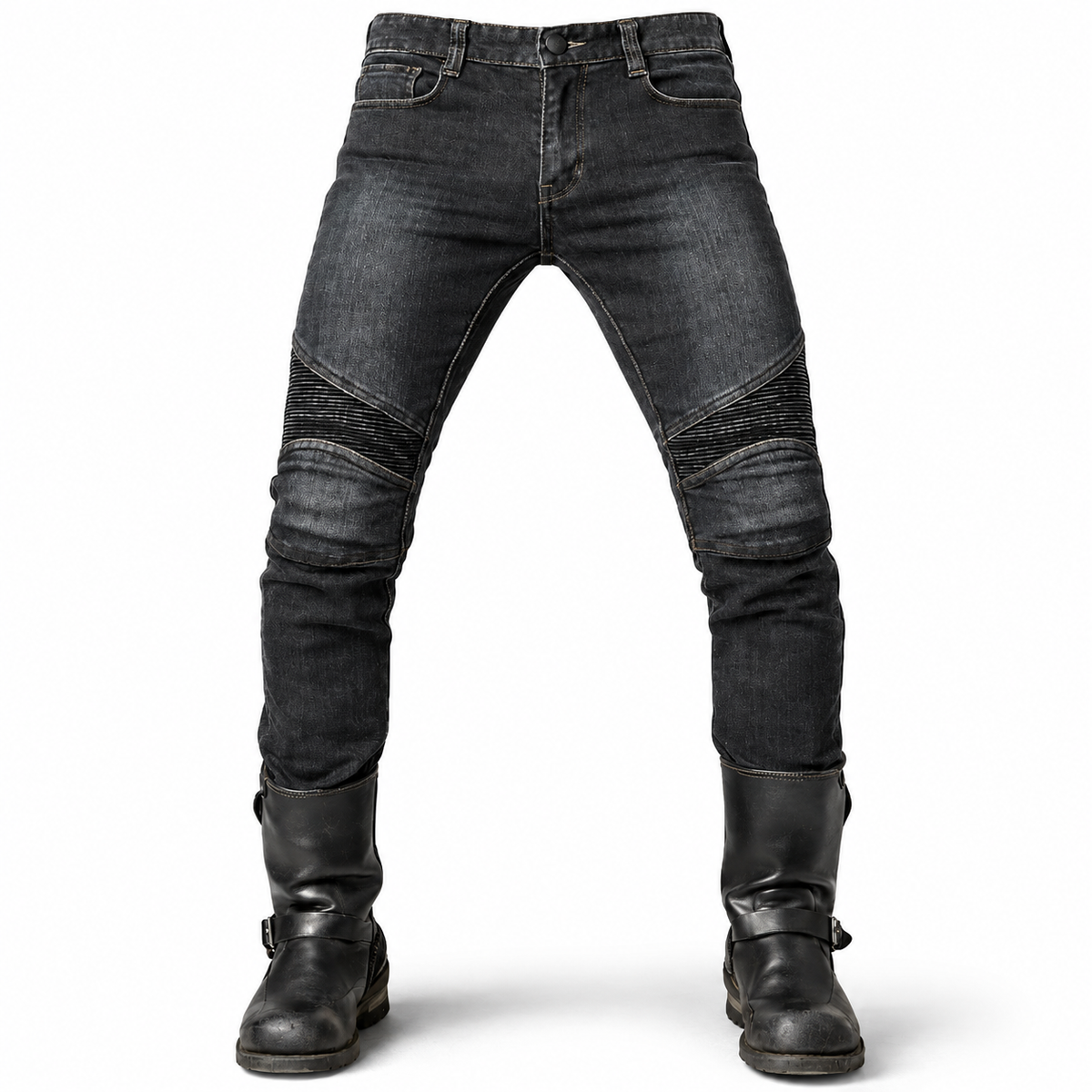 Men's Kevlar Motorcycle Jeans – Stockman, Black, front view