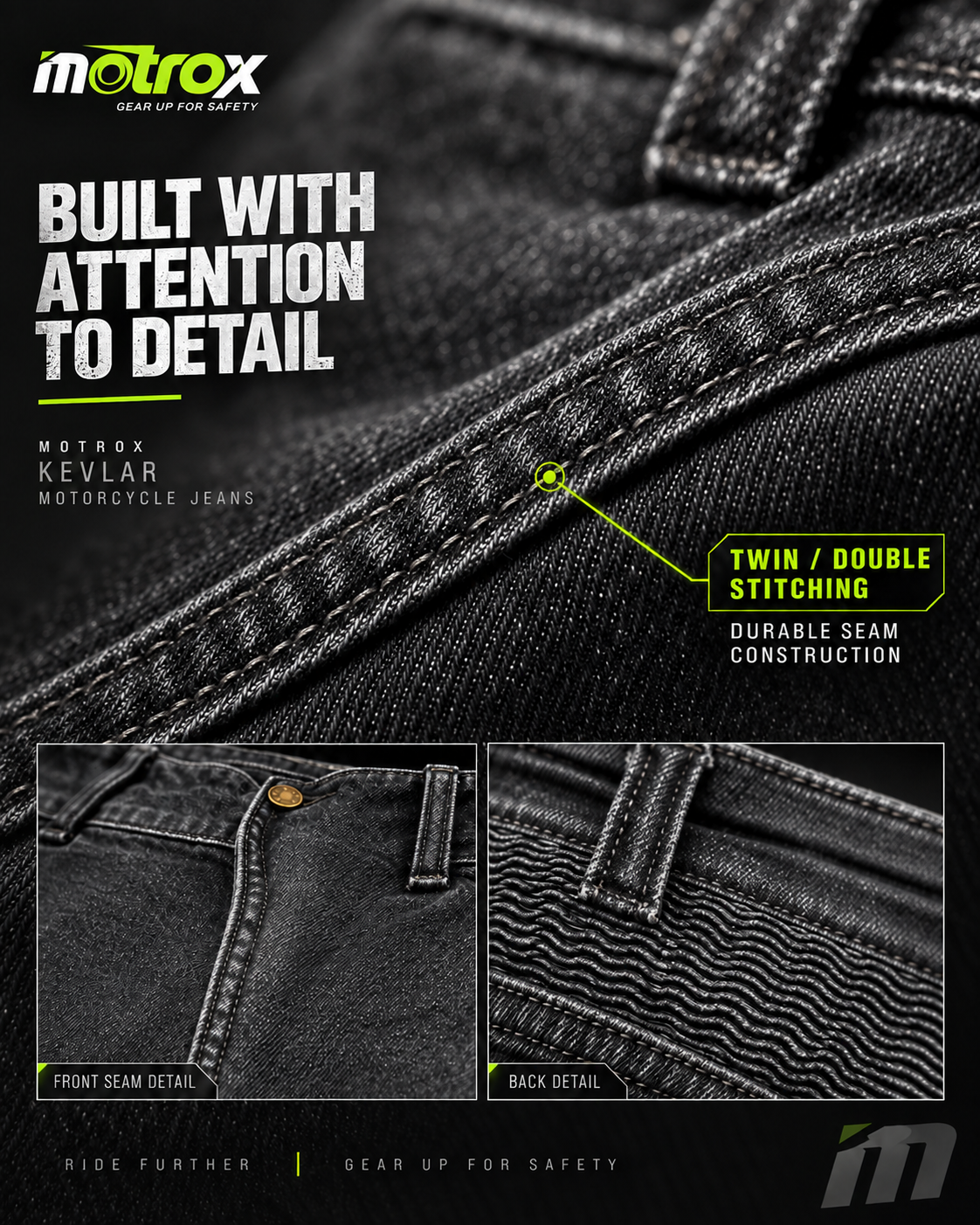 Stockman Kevlar motorcycle jeans, Black, detail view 7