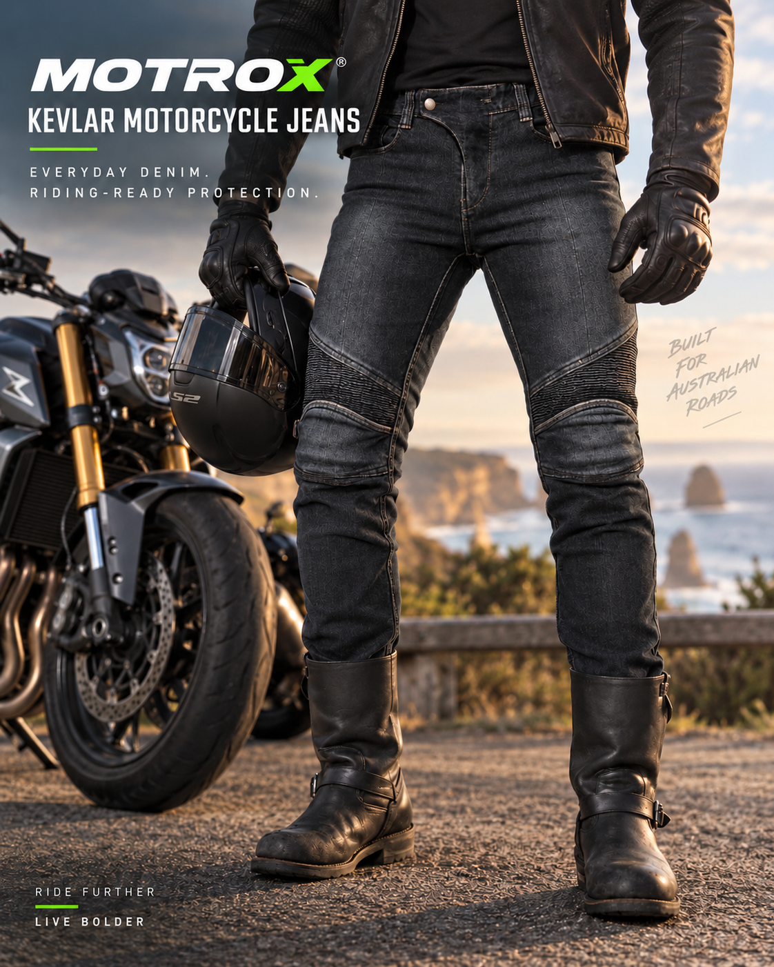 Stockman Kevlar motorcycle jeans, Black, detail view 9