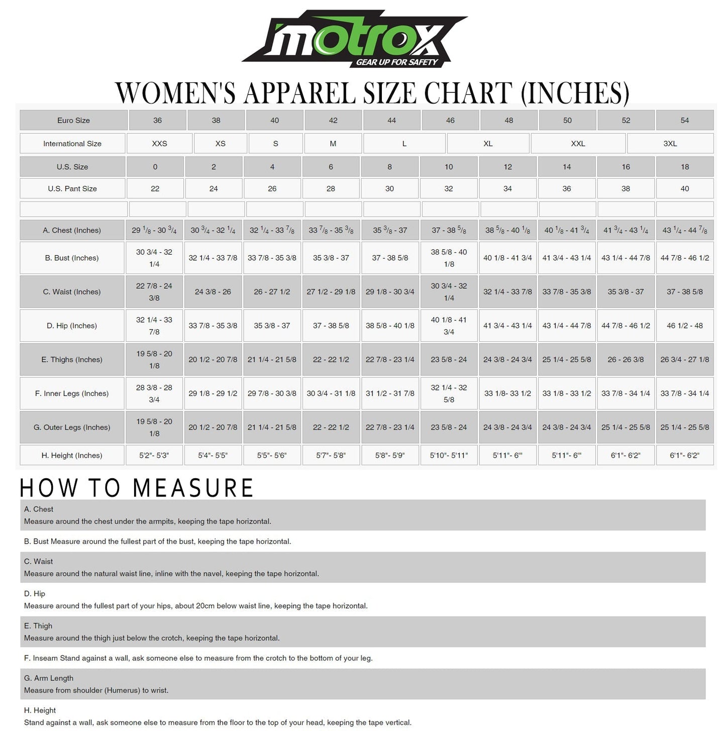 SIZE CHART
