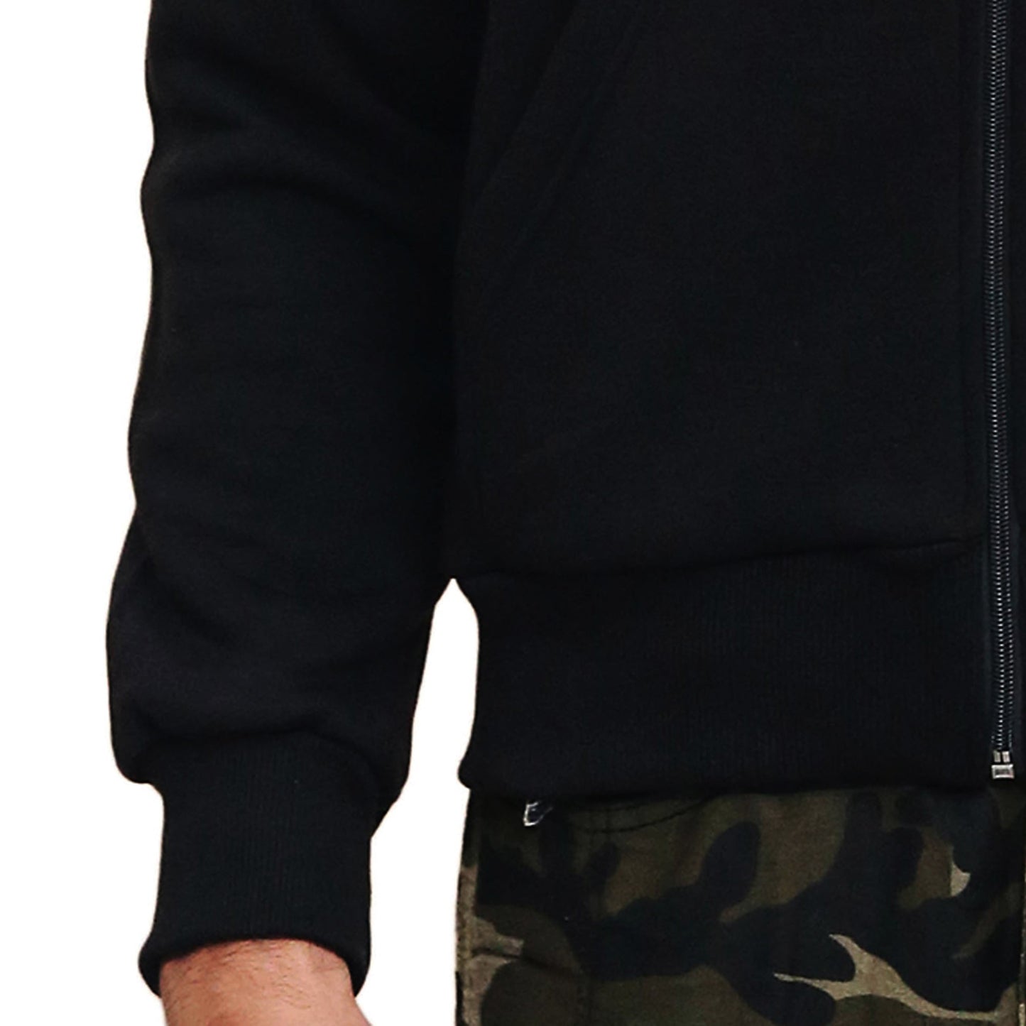  Arm close up of Motorcycle armoured Kevlar hoodie for men in black colour 