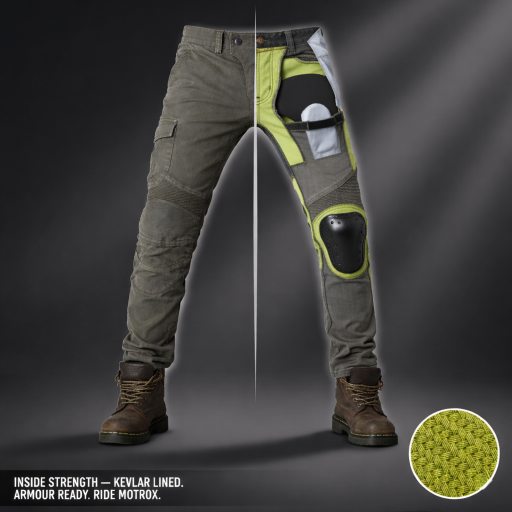 Men's Kevlar Motorbike Jeans with CE Armor - Protective Riding Pants