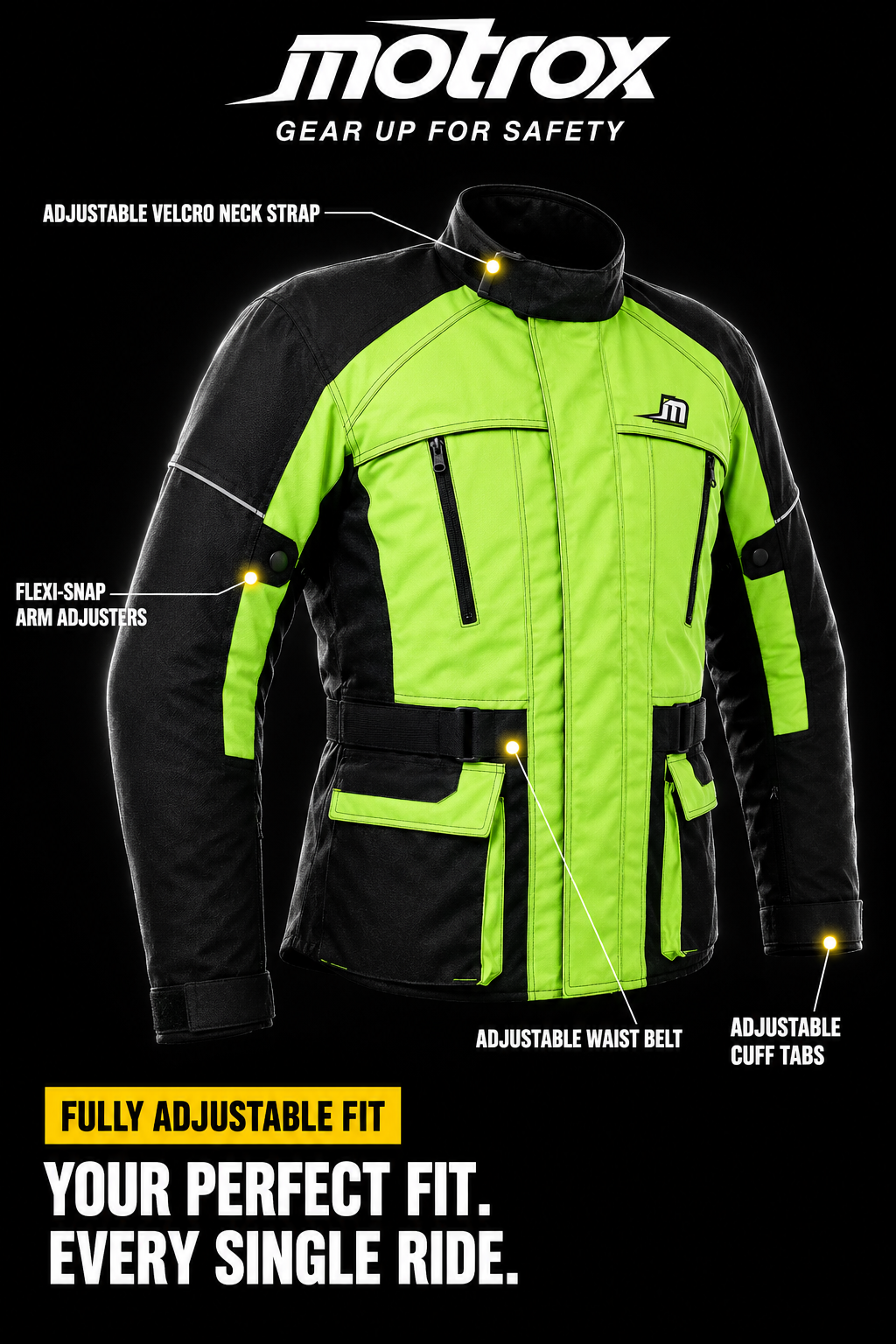 Hi-Vis Waterproof Motorcycle Jacket – Cordura Textile Riding Jacket with CE Armour