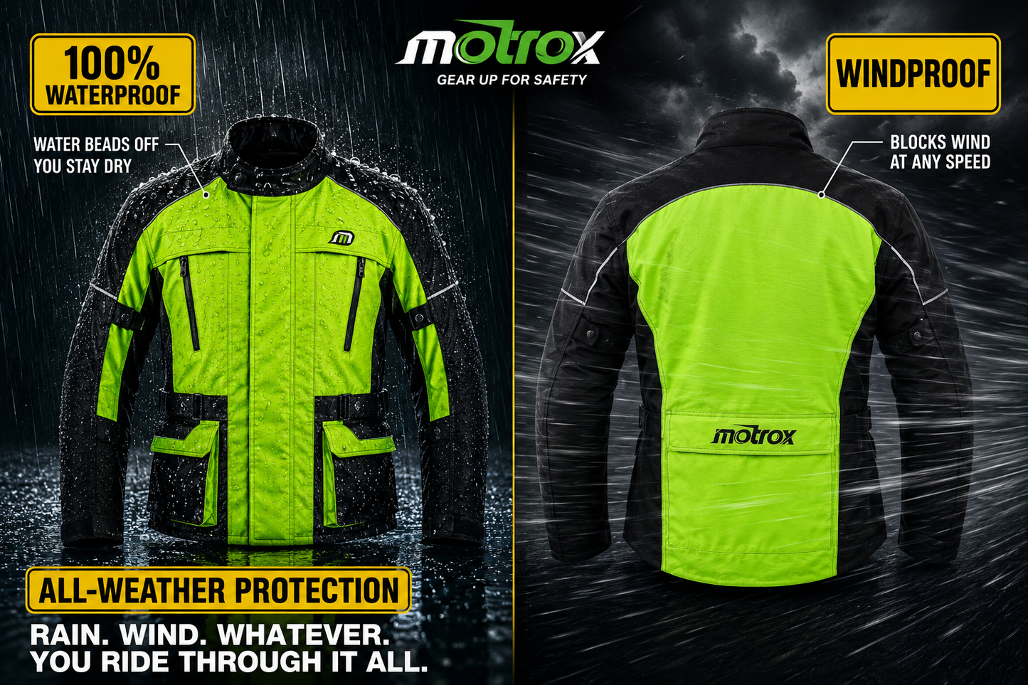 Hi-Vis Waterproof Motorcycle Jacket – Cordura Textile Riding Jacket with CE Armour