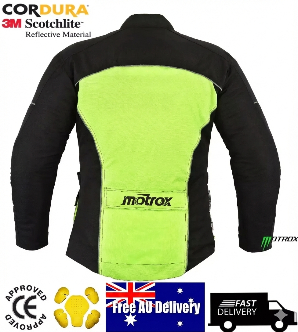 Hi-Vis Waterproof Motorcycle Jacket – Cordura Textile Riding Jacket with CE Armour