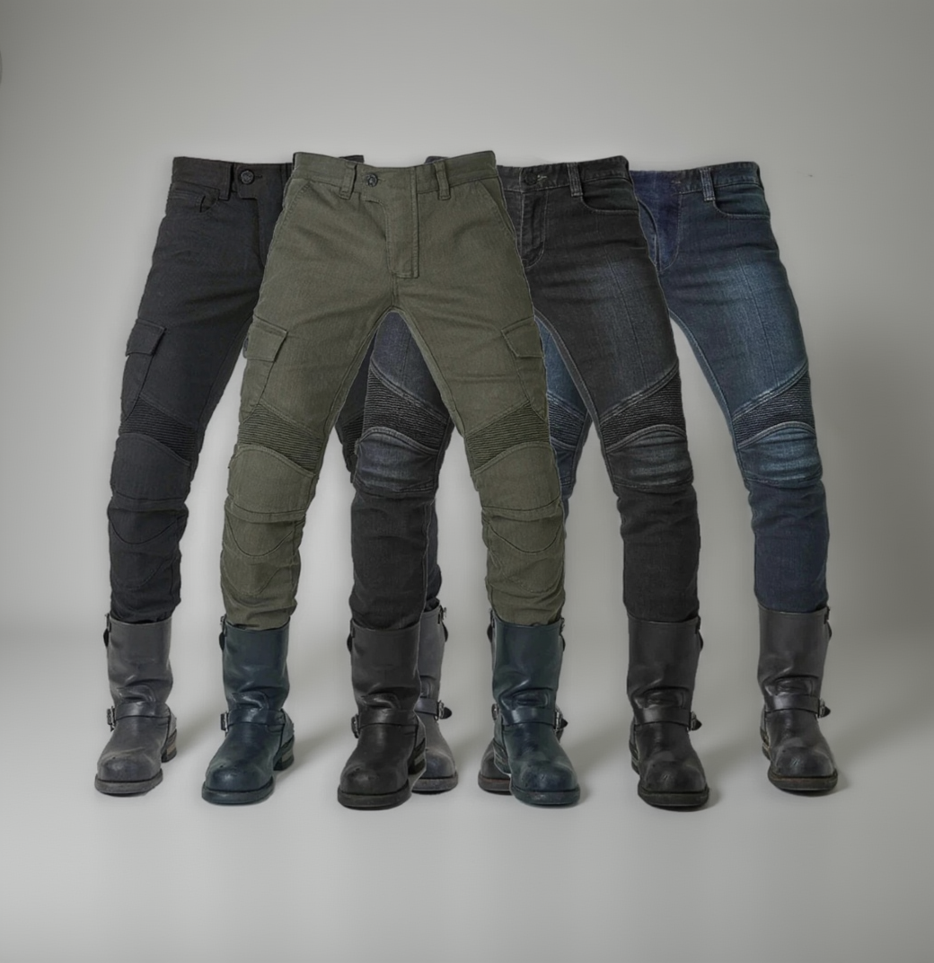 Men's Kevlar Motorbike Jeans with CE Armor - Protective Riding Pants