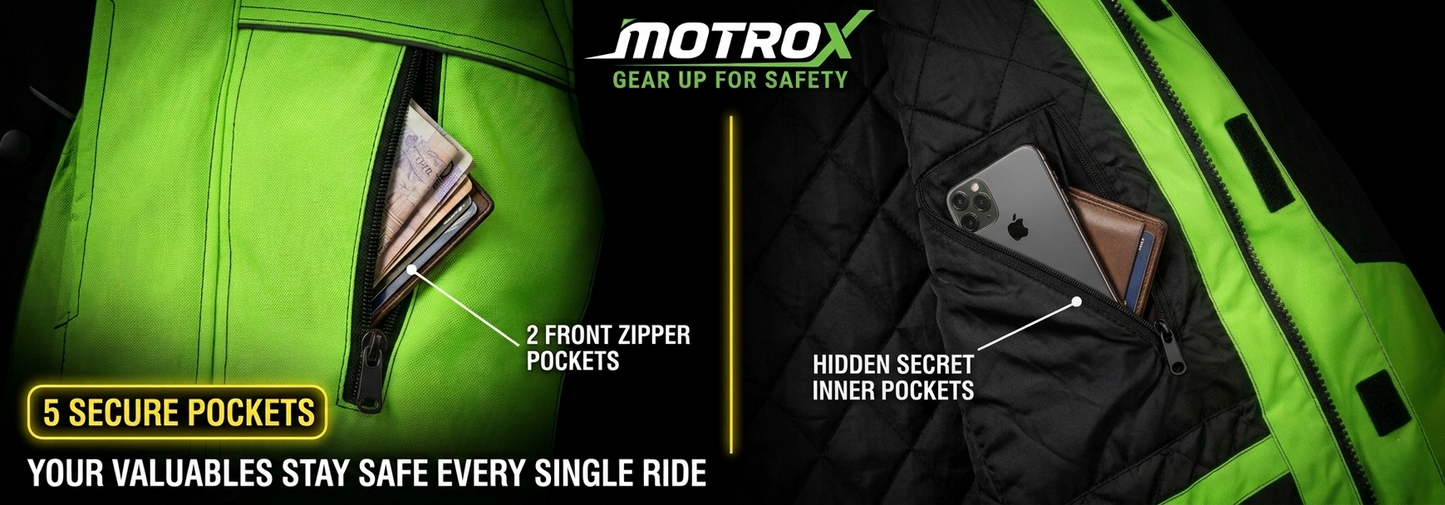 Hi-Vis Waterproof Motorcycle Jacket – Cordura Textile Riding Jacket with CE Armour