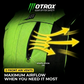 Green safety vest with ventilation system highlighted, featuring OTROX branding.