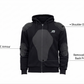 CE armour and protection layout diagram for Men's Kevlar Motorcycle Hoodie with CE Armour – Guardian (3)