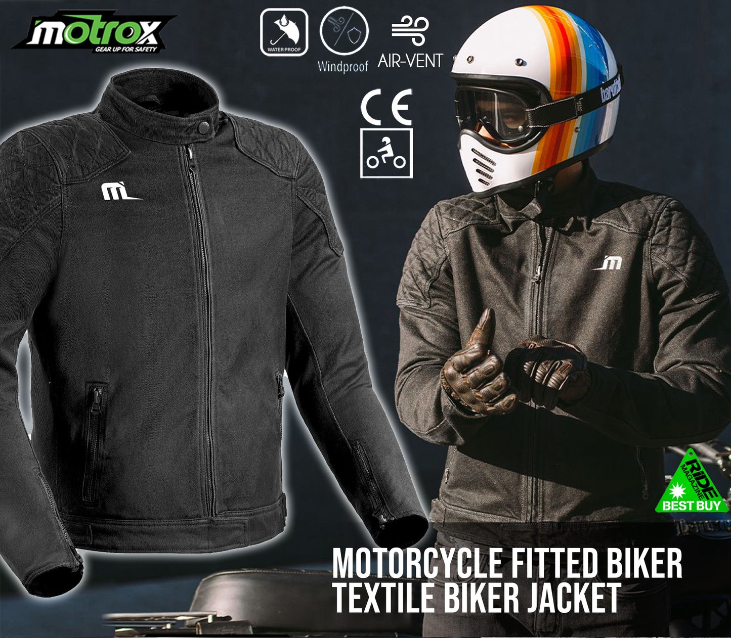 Men Textile Motorbike Jacket MTX Biker Jacket