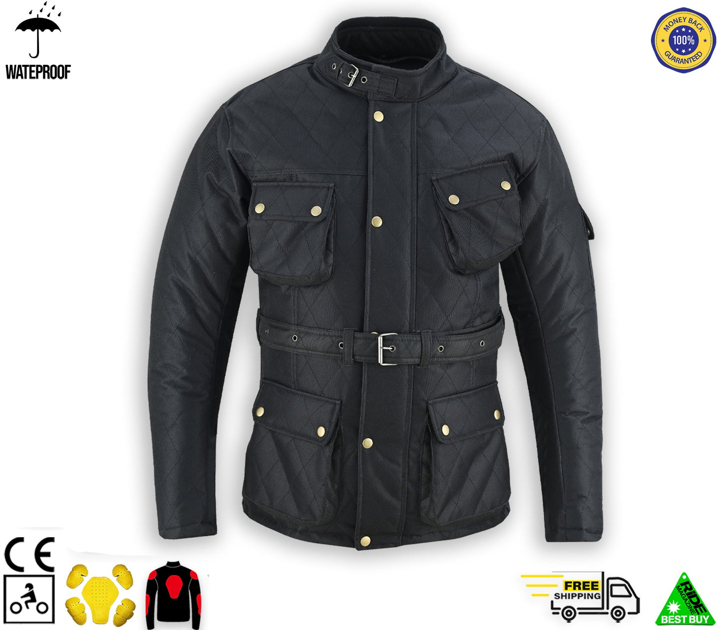 Mens Motorbike Waterproof Cordura jacket