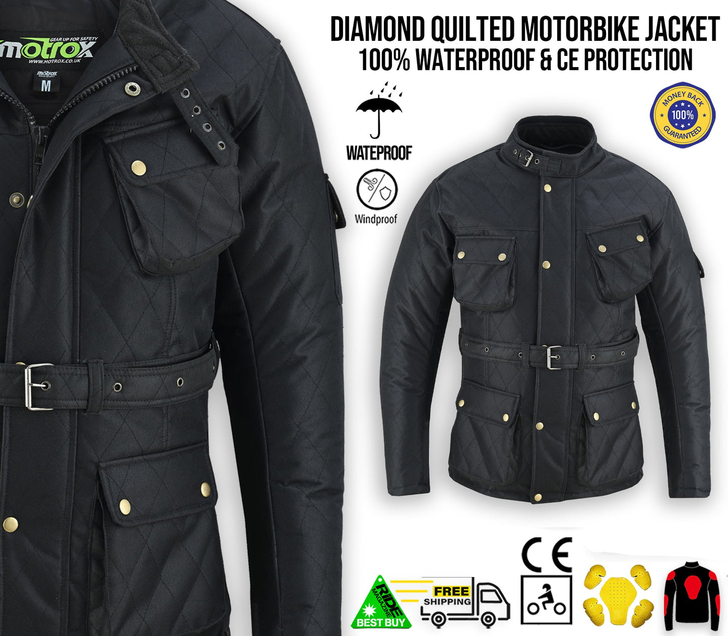 Mens Motorbike Waterproof Cordura jacket