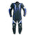 Men leather racing suit in black and blue colour