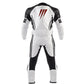 backside of leather race suit white black