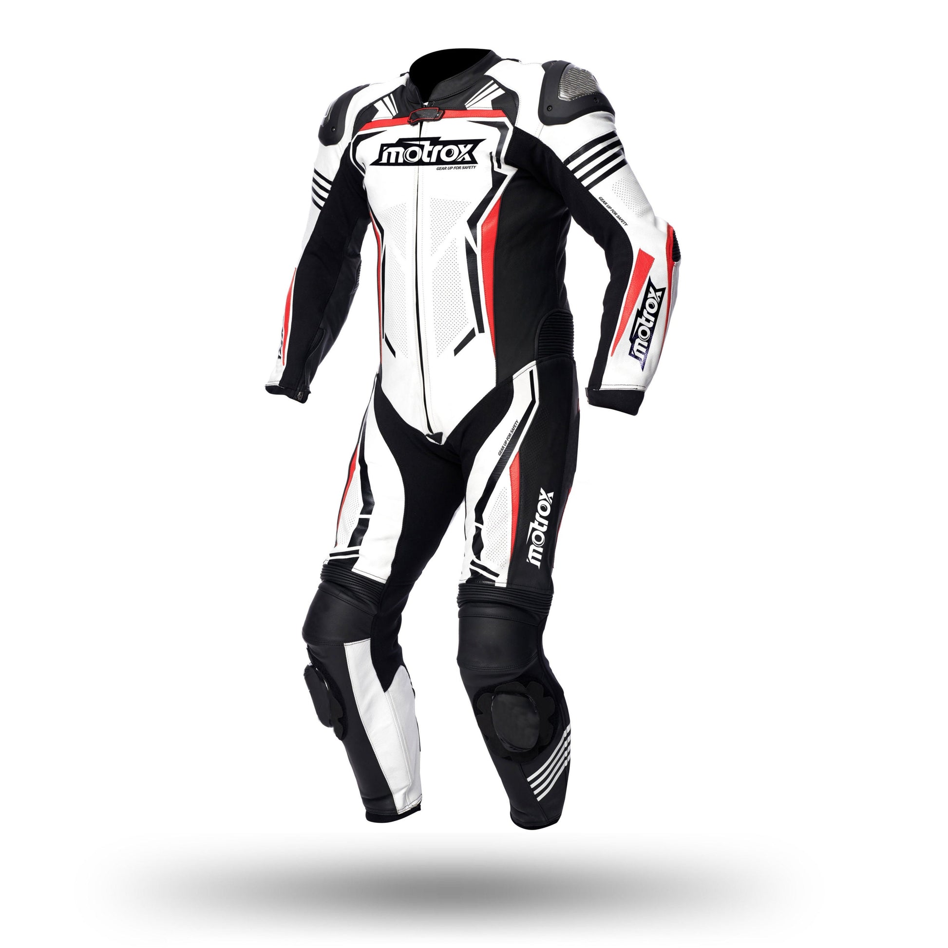 Mens Motorbike RACE Leather SUIT Back & white