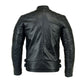 Backside of café racer men's real leather jacket in black colour