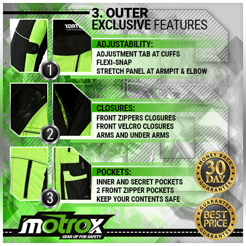 Hi-Vis Waterproof Motorcycle Jacket – Cordura Textile Riding Jacket with CE Armour