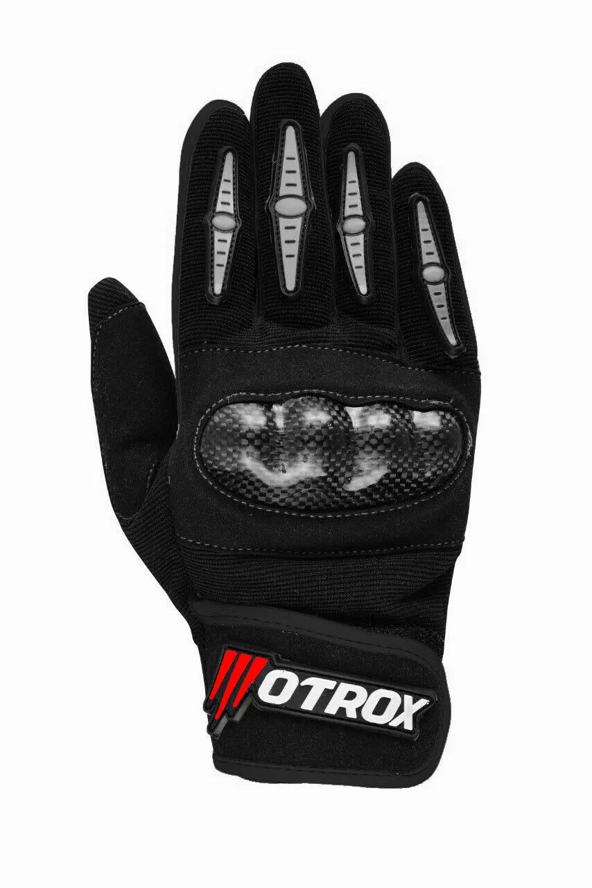 Motrox Armoured Motorcycle Riding Gloves — Carbon Fibre Knuckle Armour — front view