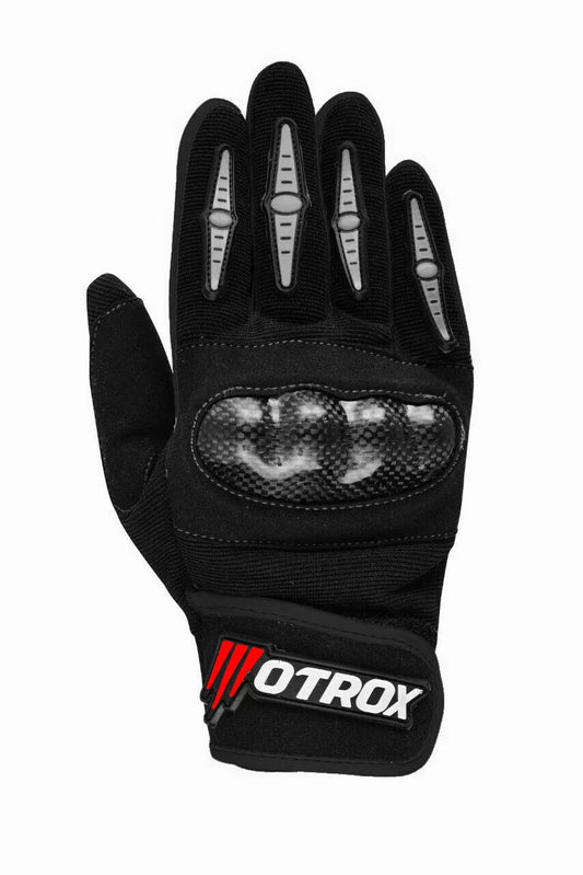 Motrox Armoured Motorcycle Riding Gloves — Carbon Fibre Knuckle Armour — front view