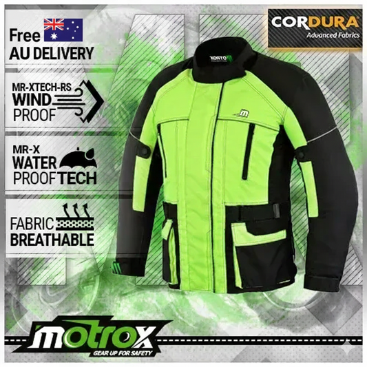 Hi-Vis Waterproof Motorcycle Jacket – Cordura Textile Riding Jacket with CE Armour