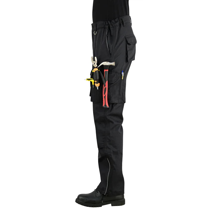 Men's Black Cargo Work Trousers Knee Pad Pockets | Motrox Australia