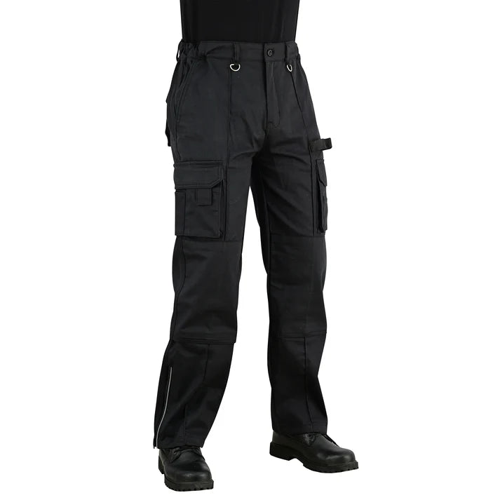 Men's Black Cargo Work Trousers Knee Pad Pockets | Motrox Australia