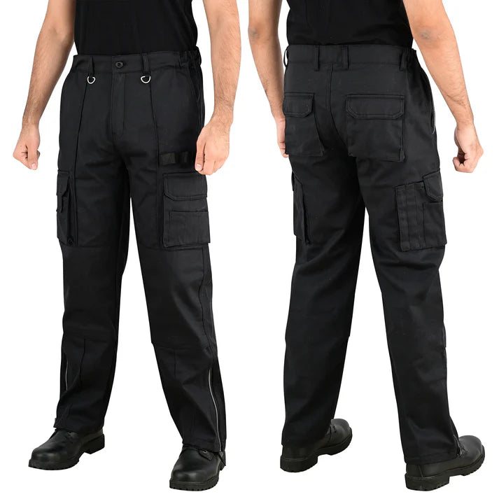 Men's Black Cargo Work Trousers Knee Pad Pockets | Motrox Australia