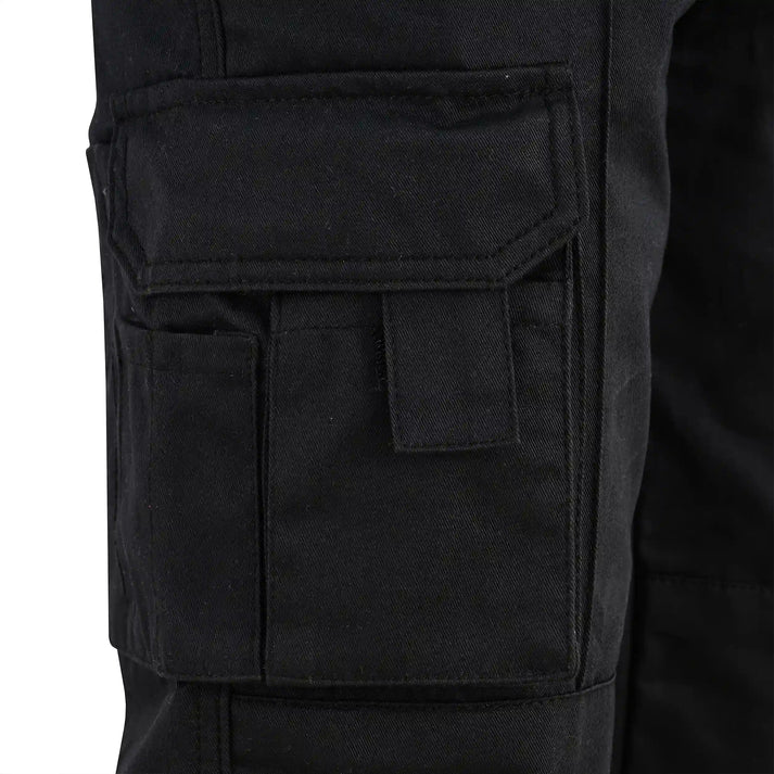 Men's Black Cargo Work Trousers Knee Pad Pockets | Motrox Australia