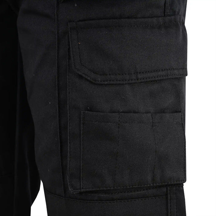 Men's Black Cargo Work Trousers Knee Pad Pockets | Motrox Australia