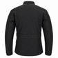 A black long-sleeve jacket with a belted waist and contrast stitching, shown from the back on a white background.