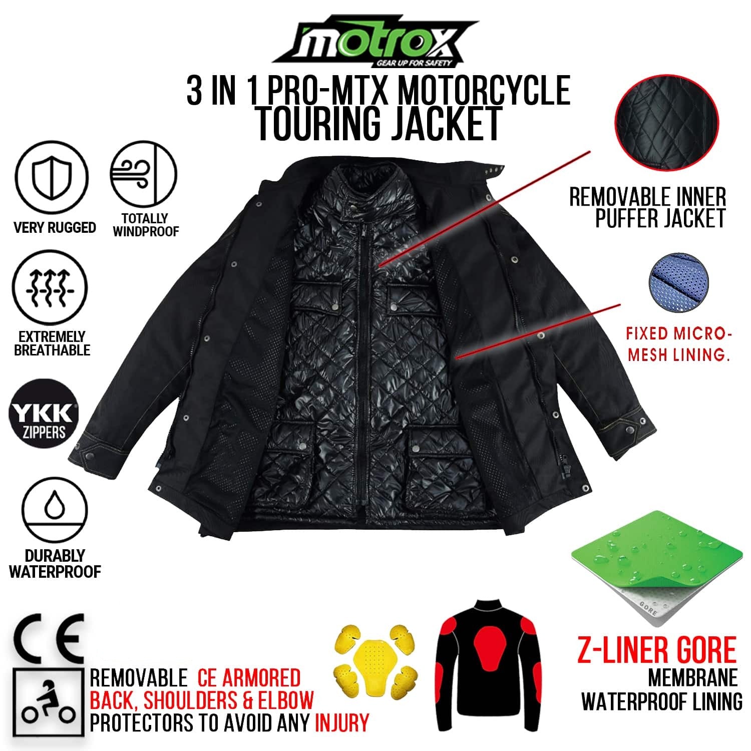 Textile Motorbike Jacket Adequate for Race & Winter