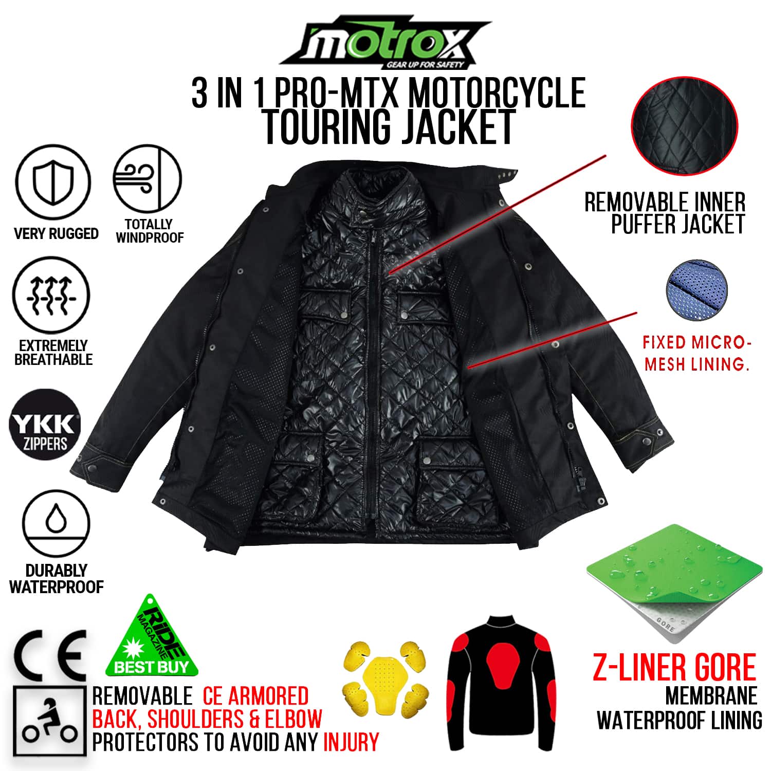 Textile Motorbike Jacket Adequate for Race & Winter