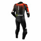 Backside of motorbike leather suit
red and black
