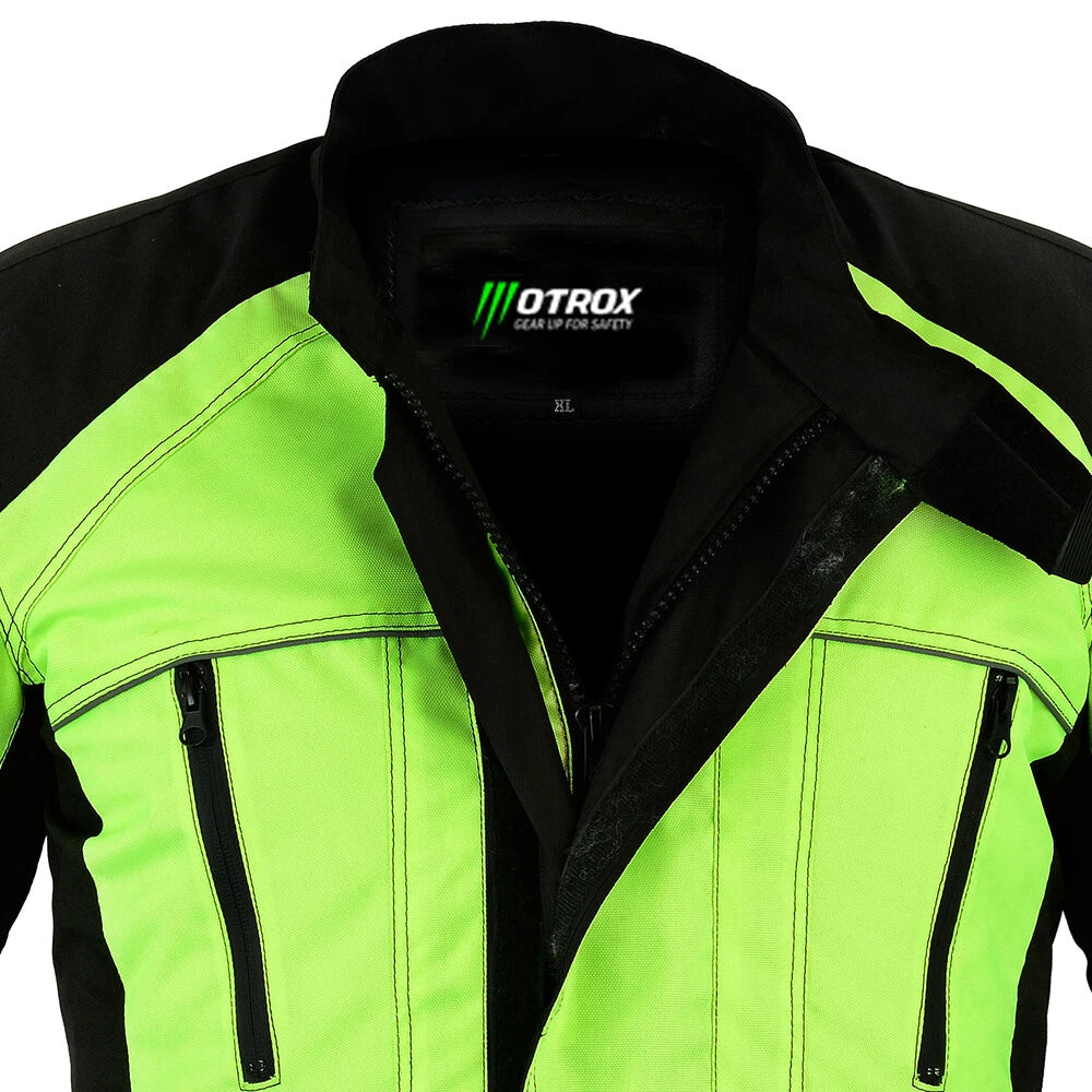 Hi-Vis Waterproof Motorcycle Jacket – Cordura Textile Riding Jacket with CE Armour