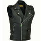 Mens Motorcycle Leather Vest Black